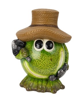 Funny frog in green with brown hat