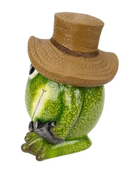 Funny frog in green with brown hat