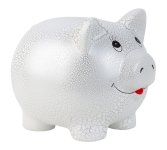 Sparschwein silber/weiß h=24,5cm b=31cm