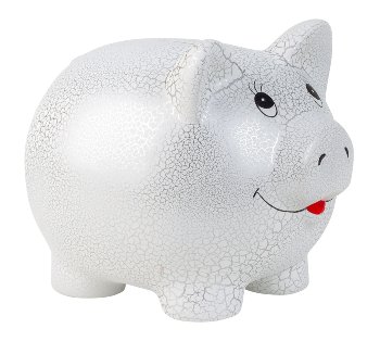 Money pig silver/white h=24,5cm w=31cm,