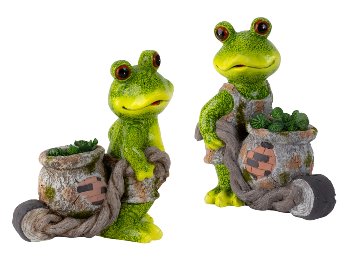 Frosch stehend mit Schubkarre zum