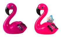 Flamingo money box h=19cm w=14,5cm asst.