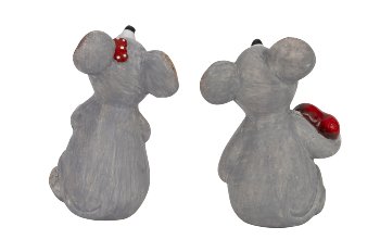 Mouse grey standing with heart in hand