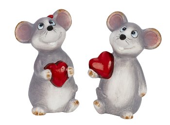 Mouse grey standing with heart in hand