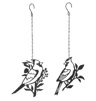 Metal bird decoration black for hanging