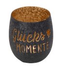 Metall-Teelichthalter schwarz/gold