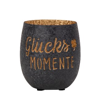 Metall-Teelichthalter schwarz/gold