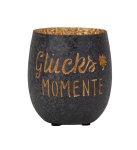 Metall-Teelichthalter schwarz/gold