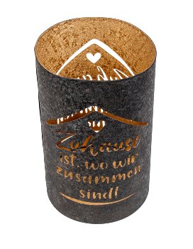 Metall-Teelichthalter schwarz/gold