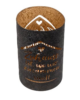 Metall-Teelichthalter schwarz/gold