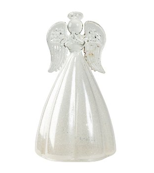 Glass angel with white glitter skirt for