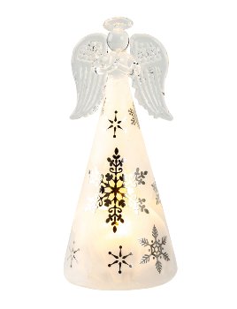 Glass angel with crystal skirt h=16cm