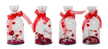 Glas bottle with glass bears inside and