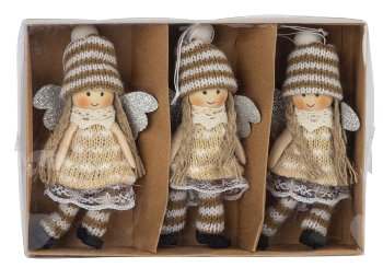 Wooden angel brown/white with shekel