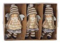 Holz-Engel braun/weiß mit Häkelkleid