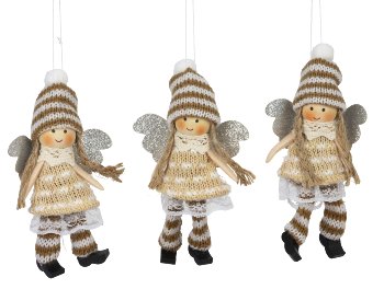 Wooden angel brown/white with shekel