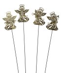 Metal angel decoration gold with stick