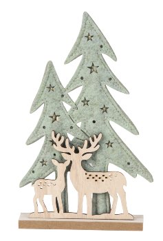 Felt xmas tree with wooden reindeers &