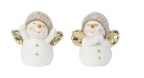 Schneemann mit brauner Mütze & goldenen
