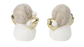Schneemann mit brauner Mütze & goldenen