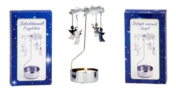 Rotary metal tealight holder angel