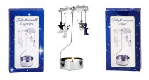 Rotary metal tealight holder angel