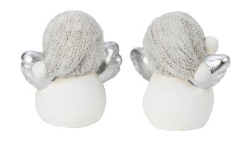 Snowman with grey hat & silver angel