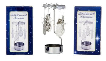 Rotary metal tealight holder snowman