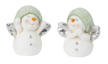 Schneemann mit grüner Mütze & silbernen