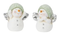 Schneemann mit grüner Mütze & silbernen