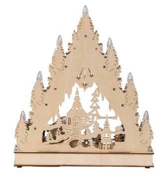 Winter-Holzdeko mit Baum h=34,5cm b=30cm