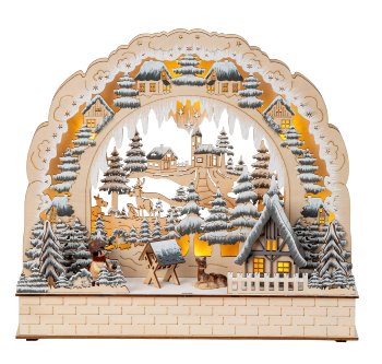 Winter-Holzdeko h=26,5cm b=31cm mit LED