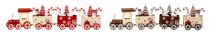 Wooden Xmas train h=5,5cm l=15cm in box
