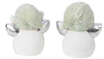 Snowman with green hat & silver angel