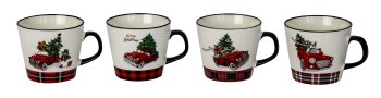 Mug with christmas car design h=9,3cm