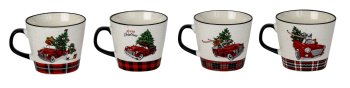 Mug with christmas car design h=9,3cm