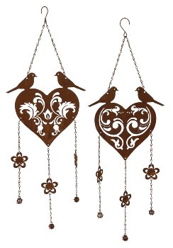 Metal heart decoration with birds for