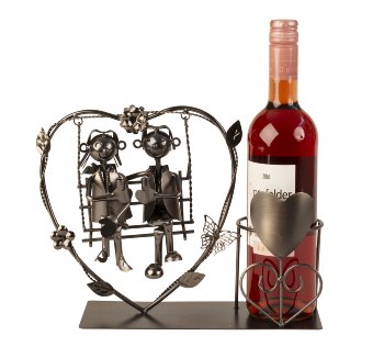 Metal-wine bottle holder near wedding