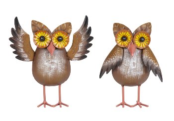 Metal owl brown for standing h=16+18,5cm