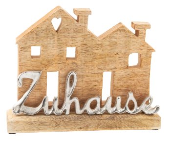 Metal words "Zuhause" with wooden house