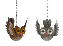 Metal owl brown & grey for hanging