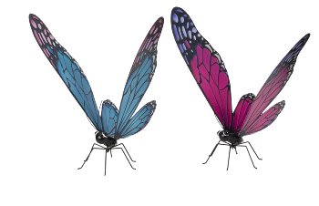 Matal butterfly standing with