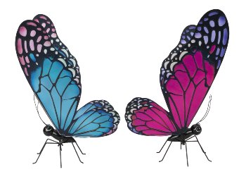 Matal butterfly standing with