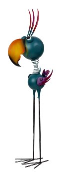Metal bird XL purple/turquoise h=129cm
