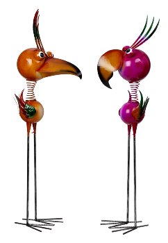 Metall Vögel XL orange & violett h=129cm