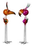 Metall Vögel XL orange & violett h=129cm