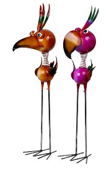 Metall Vögel XL orange & violett h=129cm