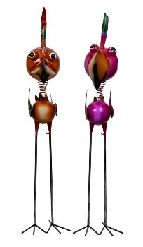 Metall Vögel XL orange & violett h=129cm