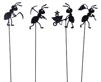 Metal ants on stick black h=40cm asst.