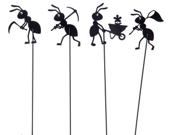 Metal ants on stick black h=40cm asst.
